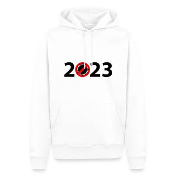 Virus Anti Corona 2023 - Sweat à capuche Premium bio Homme - blanc - Devant - Nico (187cm)