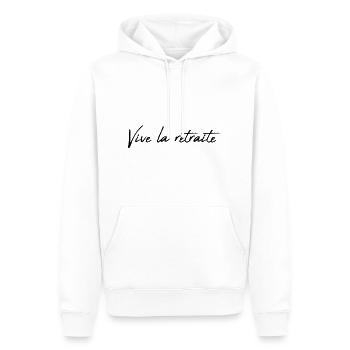 RUHESTAND. RUHESTAND. PENSIONIERT. GLÜCKLICHER RUHESTAND - Männer Premium Bio Hoodie - Weiß - Vorne - Nico (187cm)