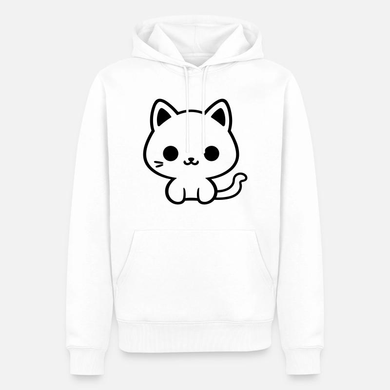 chat - Sweat à capuche Premium bio Homme - blanc