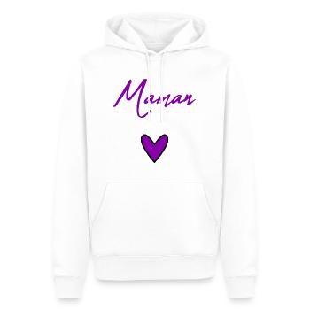 BONNE FÊTE. COEUR. BONNE FÊTE MAMAN. MAMAN. FÊTE - Sweat à capuche Premium bio Homme - blanc - Devant - Nico (187cm)