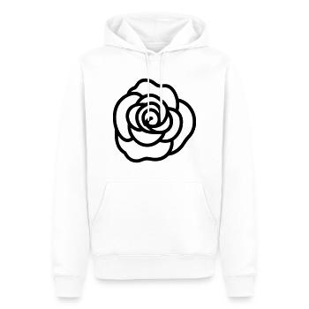 Rosa Blume - Männer Premium Bio Hoodie - Weiß - Vorne - Nico (187cm)