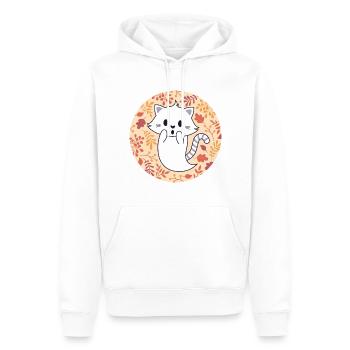 Cat spirit with autumn pattern - Men’s Premium Organic Hoodie - white - Front - Nico (187cm)