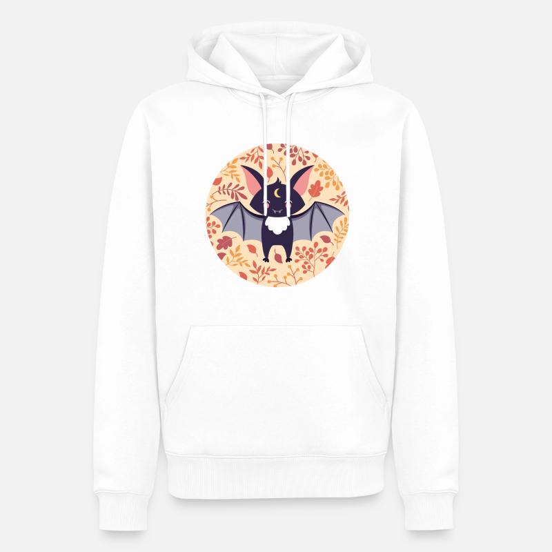 Fledermaus mit Herbstmuster - Männer Premium Bio Hoodie - Weiß