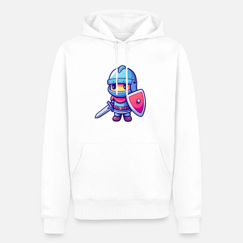 Chevalier courageux dans le style de la bande dessinée pour les enfants - Sweat à capuche Premium bio Homme - blanc