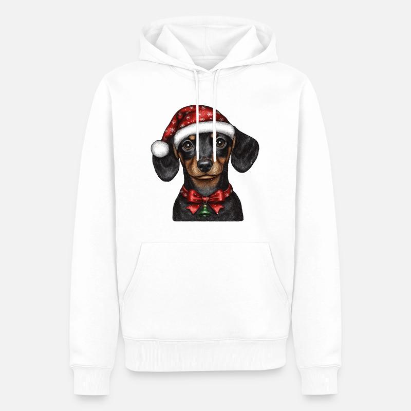 Teckel du Père Noël - Sweat à capuche Premium bio Homme - blanc