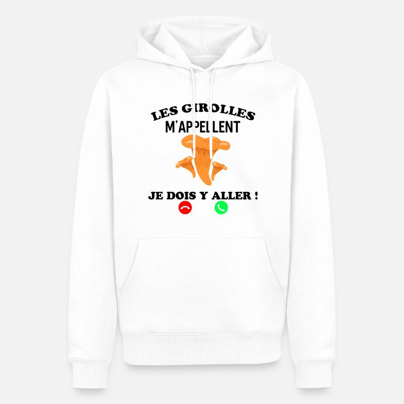 Fan De Champignons Commestibles Morilles - Sweat à capuche Premium bio Homme - blanc