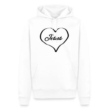Jesus Herz - Christliche Designs - Bibel - Gott - Männer Premium Bio Hoodie - Weiß - Vorne - Nico (187cm)