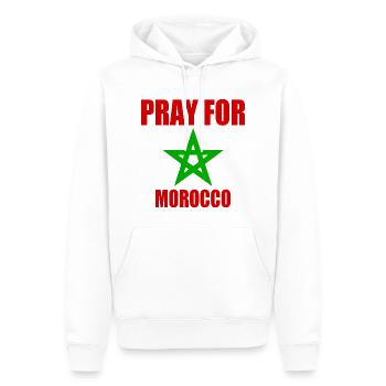 Pray for morocco - maroc - Sweat à capuche Premium bio Homme - blanc - Devant - Nico (187cm)