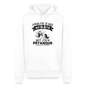 J'peux pas je suis retraité et j'ai pétanque - Sweat à capuche Premium bio Homme - blanc - Devant - Nico (187cm)