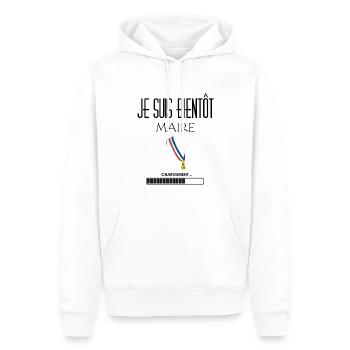 Je suis bientôt maire - Sweat à capuche Premium bio Homme - blanc - Devant - Nico (187cm)