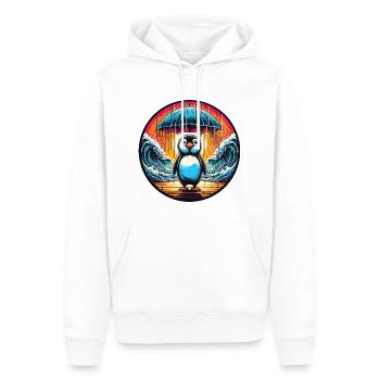 Moses Pinguin mit Regenschirm teilt das Meer - Männer Premium Bio Hoodie - Weiß - Vorne - Nico (187cm)
