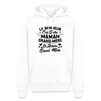 Le bonheur c'est d'être maman et grand mère - Sweat à capuche Premium bio Homme - blanc - Devant - Nico (187cm)
