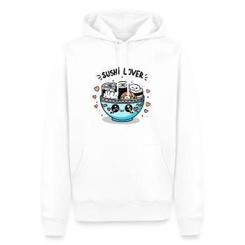 Sushi lover, j’aime les sushis - Sweat à capuche Premium bio Homme - blanc - Devant - Nico (187cm)