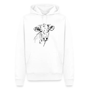 Vache Vaches - Sweat à capuche Premium bio Homme - blanc - Devant - Nico (187cm)