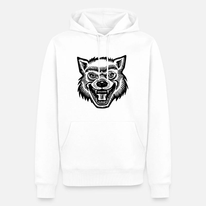 Wolf - Männer Premium Bio Hoodie - Weiß