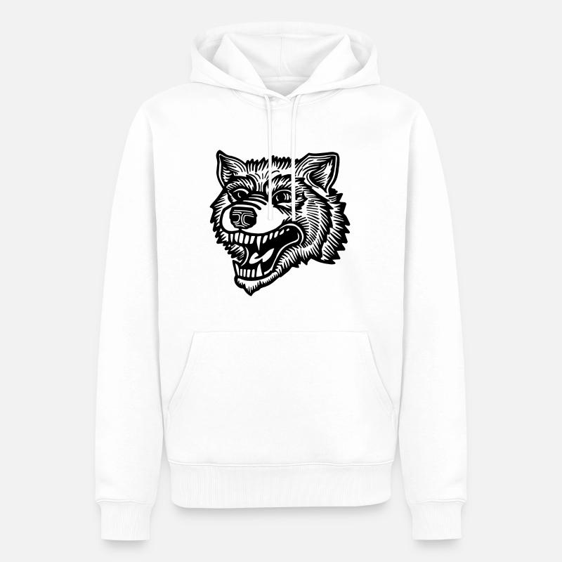 Wolf - Männer Premium Bio Hoodie - Weiß