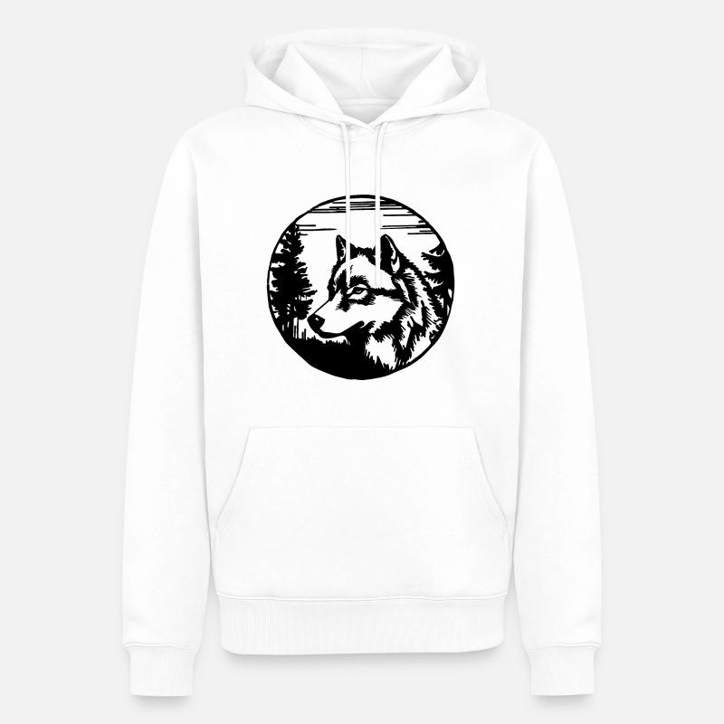 Wolf - Männer Premium Bio Hoodie - Weiß