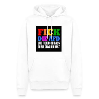 fick die afd und fick dich dass du sie gewählt has - Männer Premium Bio Hoodie - Weiß - Vorne - Nico (187cm)