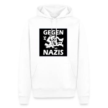 Gegen nazis - Männer Premium Bio Hoodie - Weiß - Vorne - Nico (187cm)