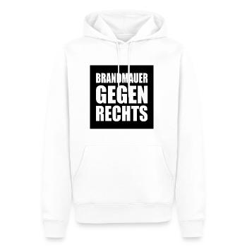 brandmauer gegen rechts - Männer Premium Bio Hoodie - Weiß - Vorne - Nico (187cm)