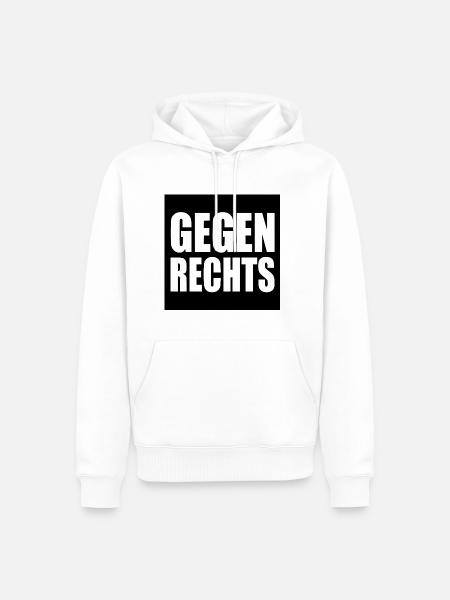Gegen rechts - Männer Premium Bio Hoodie - Weiß