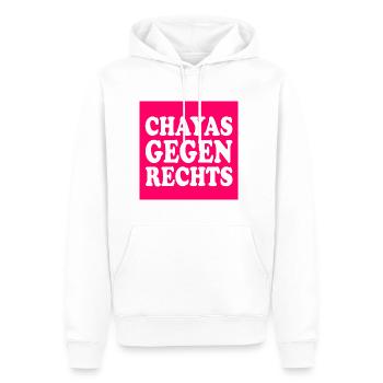 chayas gegen rechts - Männer Premium Bio Hoodie - Weiß - Vorne - Nico (187cm)