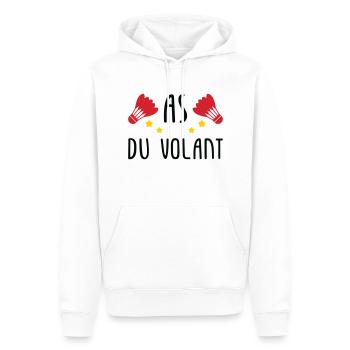 Badminton : As du volant ! - Sweat à capuche Premium bio Homme - blanc - Devant - Nico (187cm)