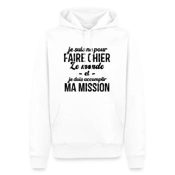 Je suis né pour faire chier le monde Humour cadeau - Sweat à capuche Premium bio Homme - blanc - Devant - Nico (187cm)