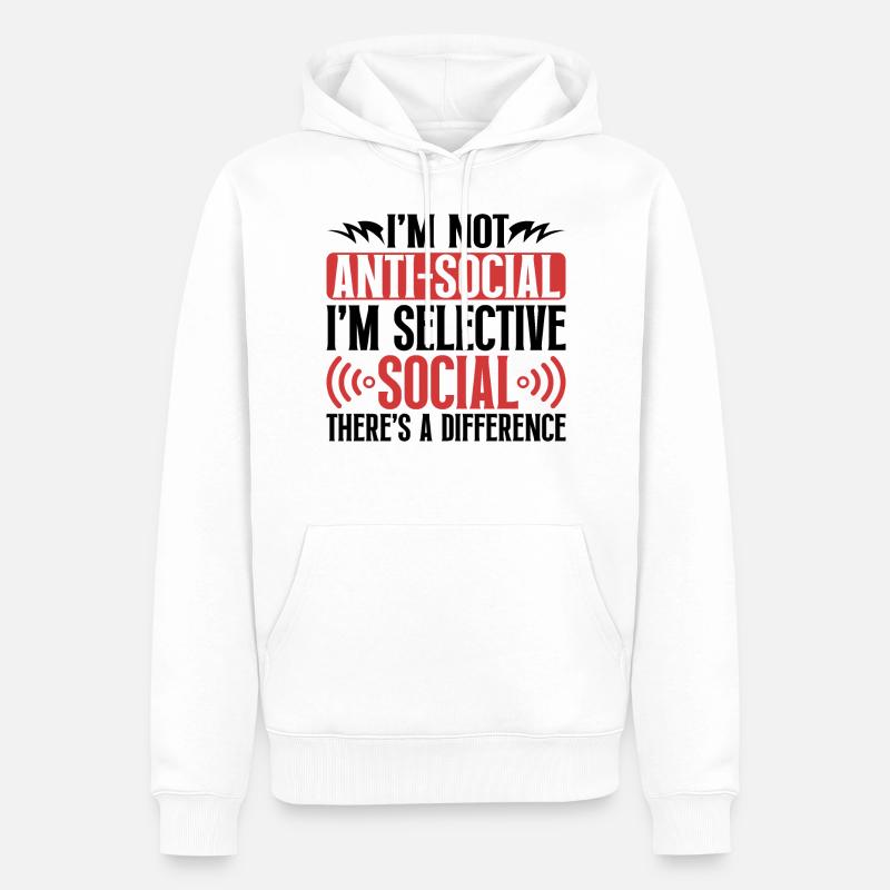 Introvertiert Schüchtern Antisozial - Männer Premium Bio Hoodie - Weiß