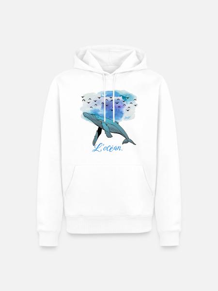 L océan - Sweat à capuche Premium bio Homme - blanc