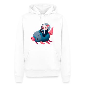 Pig Astronaut sur Pig Rocket - Sweat à capuche Premium bio Homme - blanc - Devant - Nico (187cm)