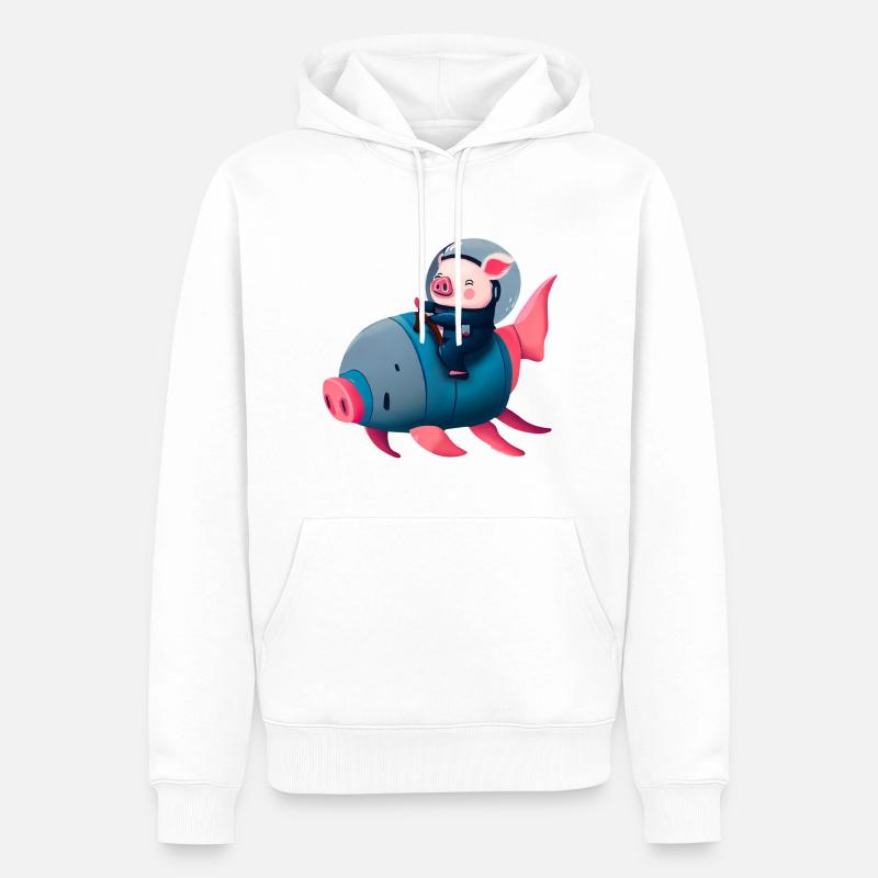 Pig Astronaut sur Pig Rocket - Sweat à capuche Premium bio Homme - blanc