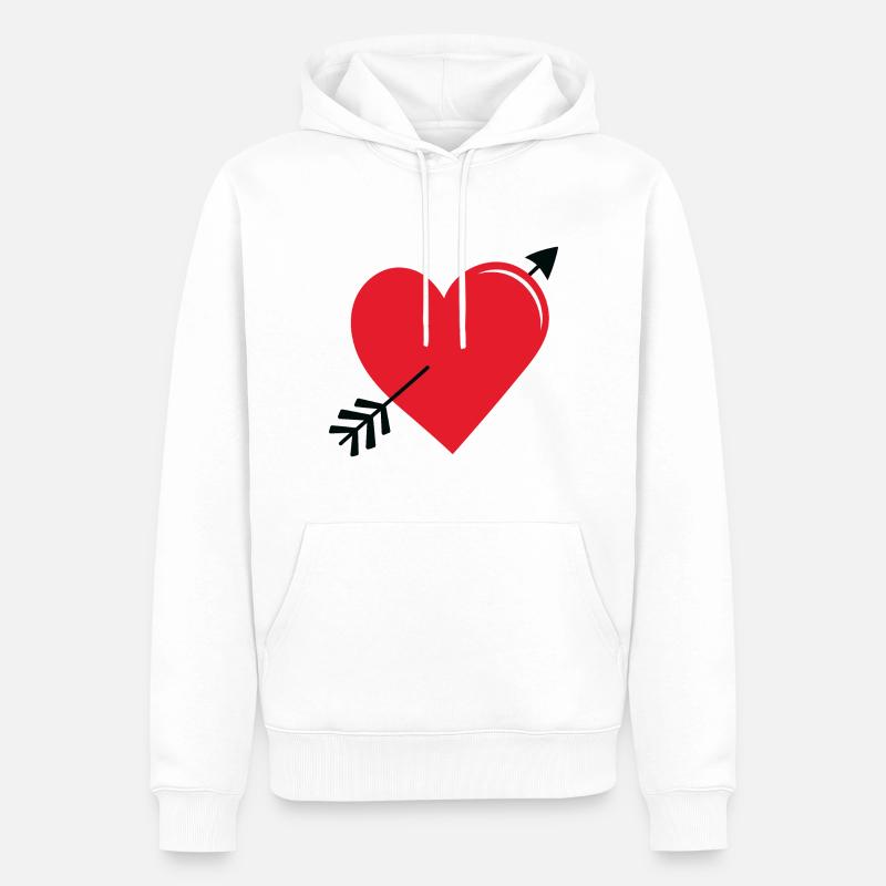 Coeur d’amour rouge avec flèche - Sweat à capuche Premium bio Homme - blanc