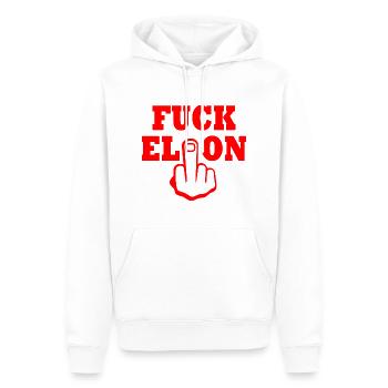 Fuck elon - Männer Premium Bio Hoodie - Weiß - Vorne - Nico (187cm)