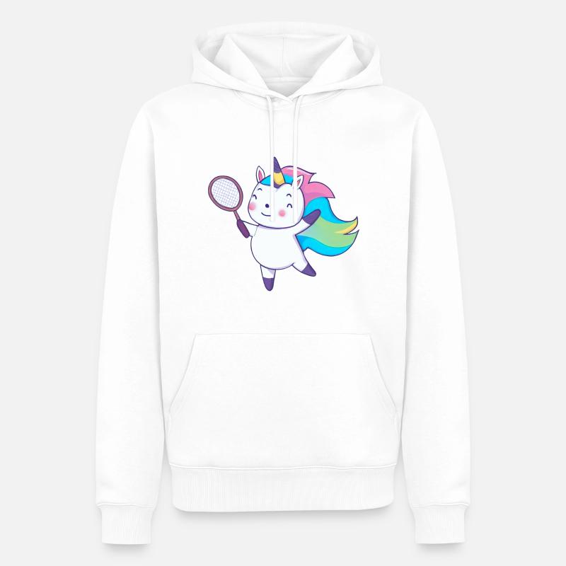Badminton-Einhorn - Männer Premium Bio Hoodie - Weiß