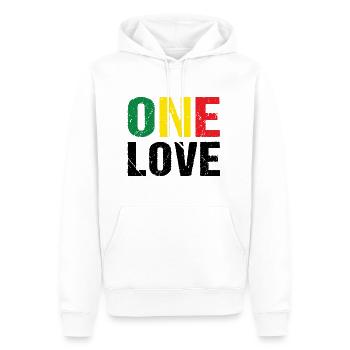 One Love Reggae Musik Jamaica - Männer Premium Bio Hoodie - Weiß - Vorne - Nico (187cm)