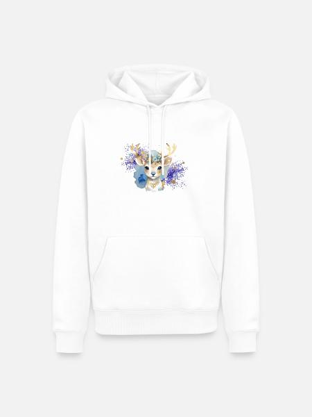 Reindeer Aquarell - Männer Premium Bio Hoodie - Weiß