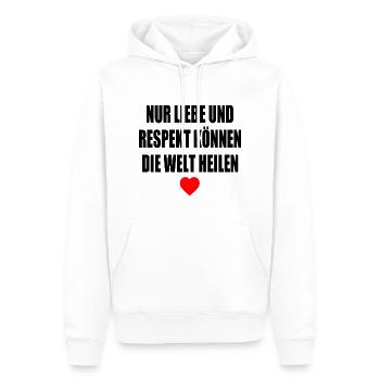 nur liebe und respekt können die welt heilen - Männer Premium Bio Hoodie - Weiß - Vorne - Nico (187cm)