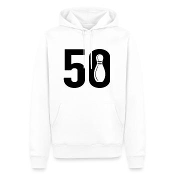 50 Bowling Bowler 50 - Sweat à capuche Premium bio Homme - blanc - Devant - Nico (187cm)