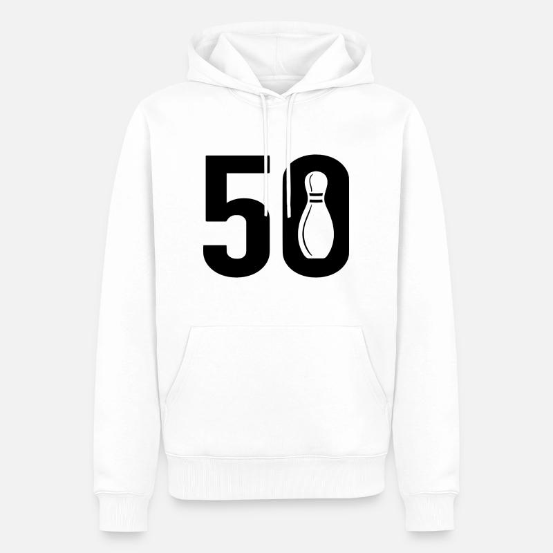50 Bowling Bowler 50 - Sweat à capuche Premium bio Homme - blanc