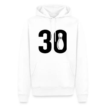 30 Bowling Bowler 30 - Sweat à capuche Premium bio Homme - blanc - Devant - Nico (187cm)