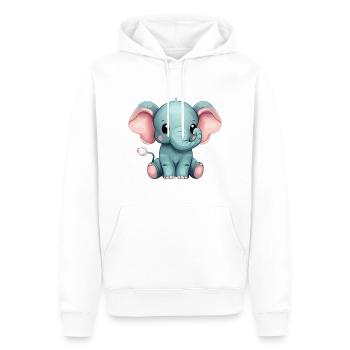 Mignon éléphant gris assis - Sweat à capuche Premium bio Homme - blanc - Devant - Nico (187cm)