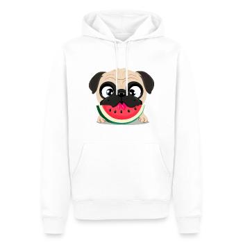 Carlin à la pastèque, Fruity Dog Design - Sweat à capuche Premium bio Homme - blanc - Devant - Nico (187cm)