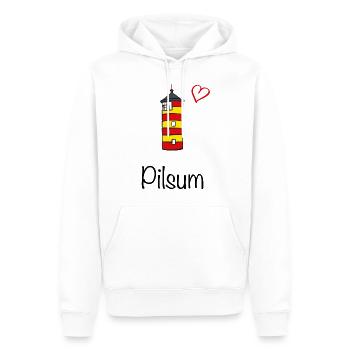 Leuchtturm Pilsum Herz - Männer Premium Bio Hoodie - Weiß - Vorne - Nico (187cm)