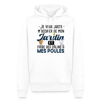 Jardin Poules Jardinage Poule Poulailler Câlins - Sweat à capuche Premium bio Homme - blanc - Devant - Nico (187cm)