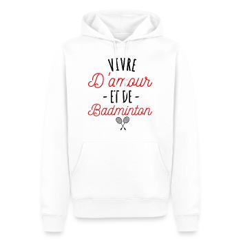 T shirt badminton humour badminton cadeau - Sweat à capuche Premium bio Homme - blanc - Devant - Nico (187cm)