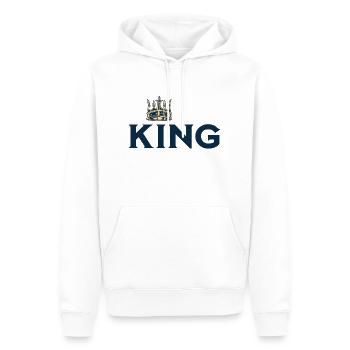 the king t-shirts vintage cool - Sweat à capuche Premium bio Homme - blanc - Devant - Nico (187cm)