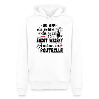 Whisky Alcool Apéro Cadeau Humour Apéritif Verre - Sweat à capuche Premium bio Homme - blanc - Devant - Nico (187cm)