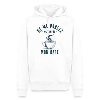 café qu' après mon café humour caféine cadeau - Sweat à capuche Premium bio Homme - blanc - Devant - Nico (187cm)