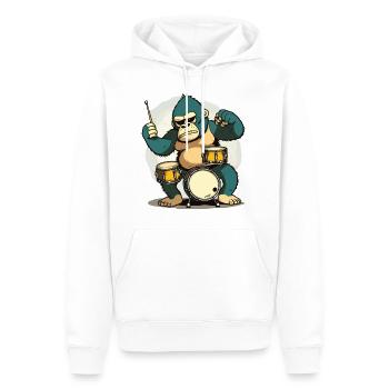 Trommelnder Gorilla - Männer Premium Bio Hoodie - Weiß - Vorne - Nico (187cm)